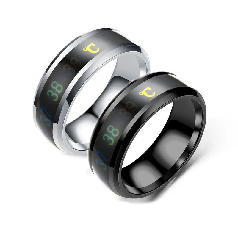 Smart Temperature Ring Titanium Steel Emotion Changes Intelligent Temperature Measuring Rings Waterproof Jewelry
