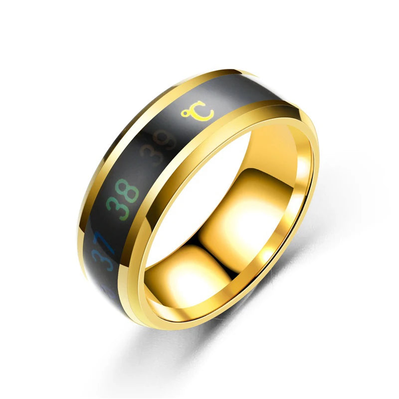 Smart Temperature Ring Titanium Steel Emotion Changes Intelligent Temperature Measuring Rings Waterproof Jewelry