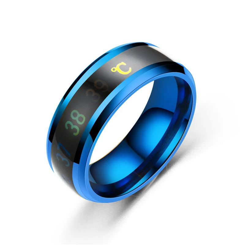 Smart Temperature Ring Titanium Steel Emotion Changes Intelligent Temperature Measuring Rings Waterproof Jewelry