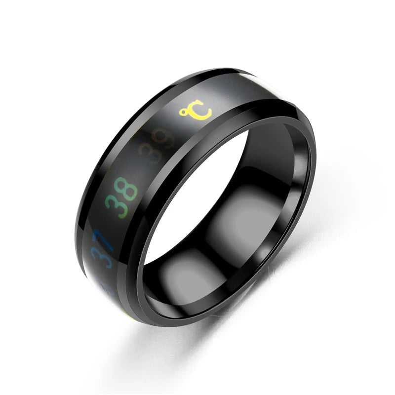 Smart Temperature Ring Titanium Steel Emotion Changes Intelligent Temperature Measuring Rings Waterproof Jewelry