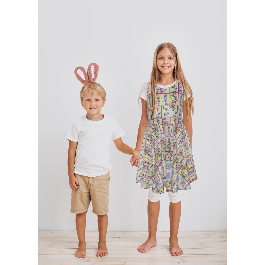 PGP Holiday Suzanne Bunny Garden Kid's Sleeveless Vest Dress –Mother/Daughter Dress Alike