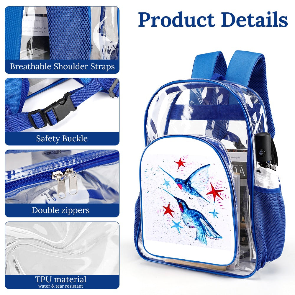 PGP Holiday | Rochelle Festive Flight True Blue Transparent Backpack – Modern Function with a Bold Twist