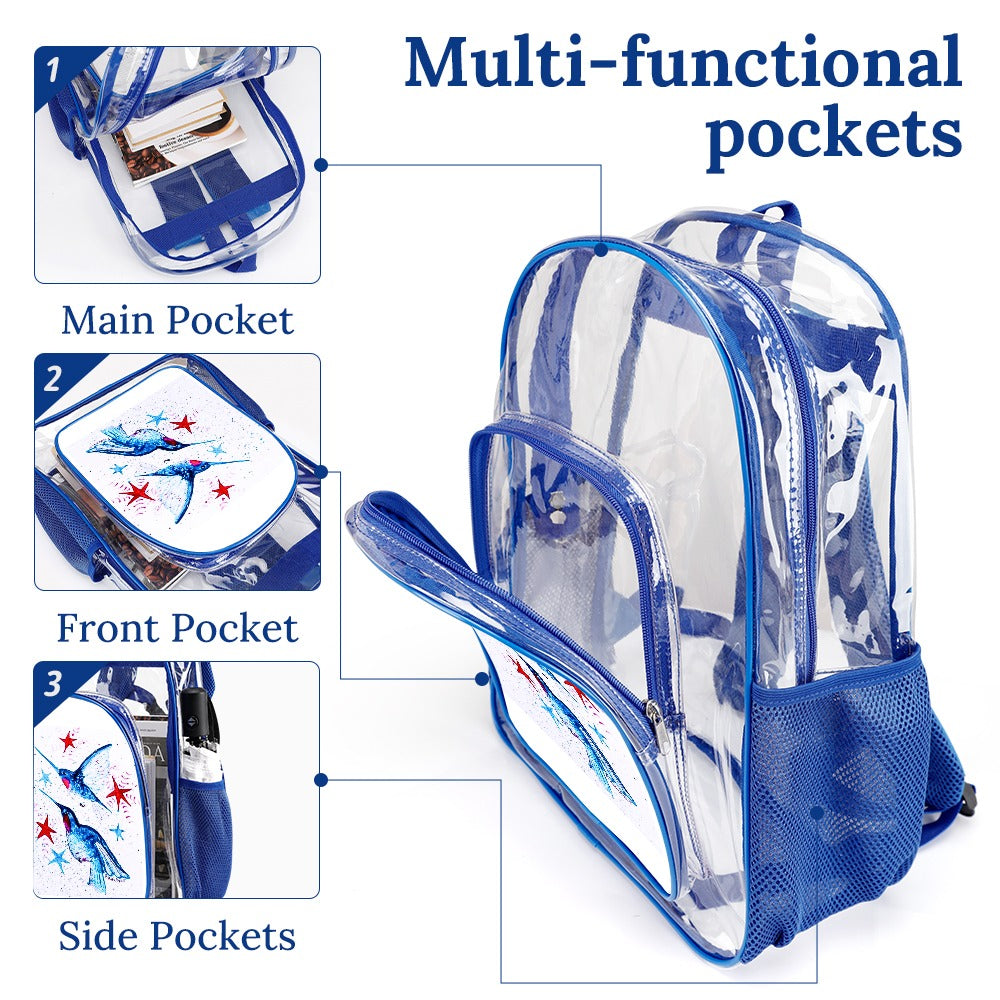 PGP Holiday | Rochelle Festive Flight True Blue Transparent Backpack – Modern Function with a Bold Twist