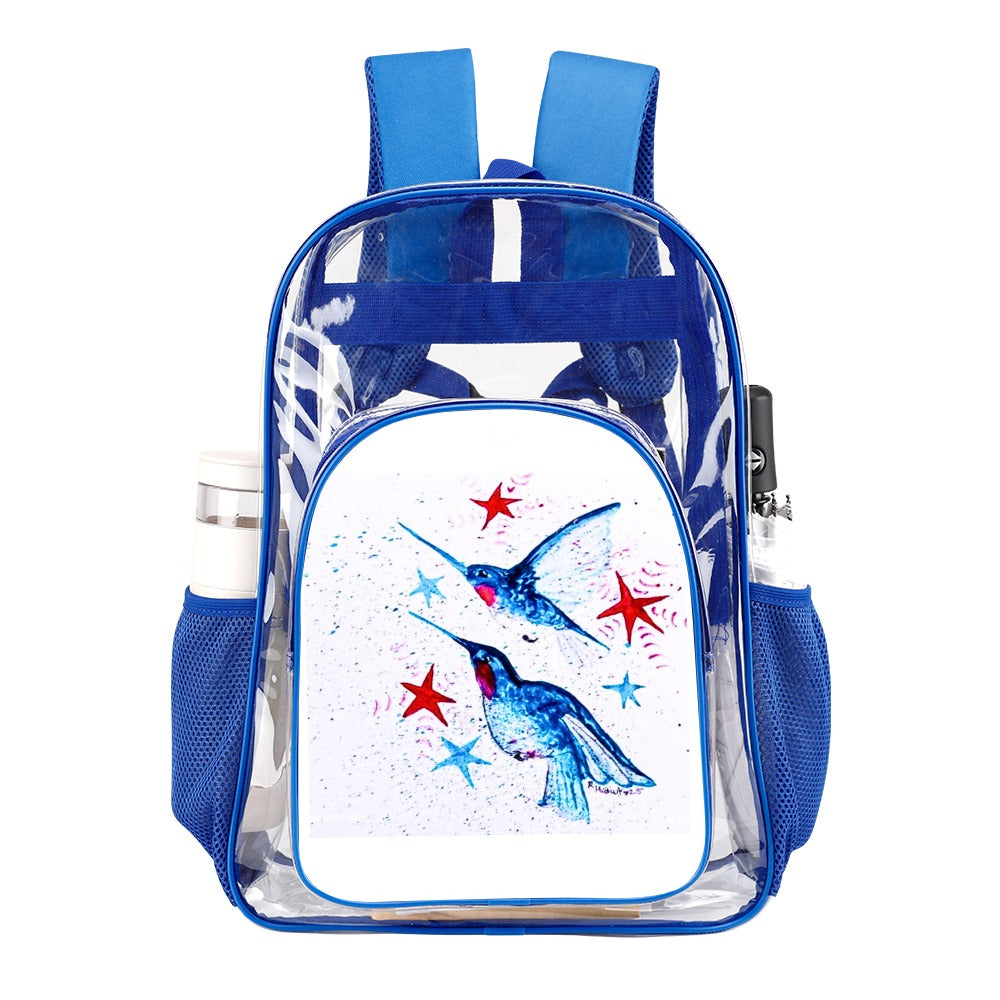 PGP Holiday | Rochelle Festive Flight True Blue Transparent Backpack – Modern Function with a Bold Twist