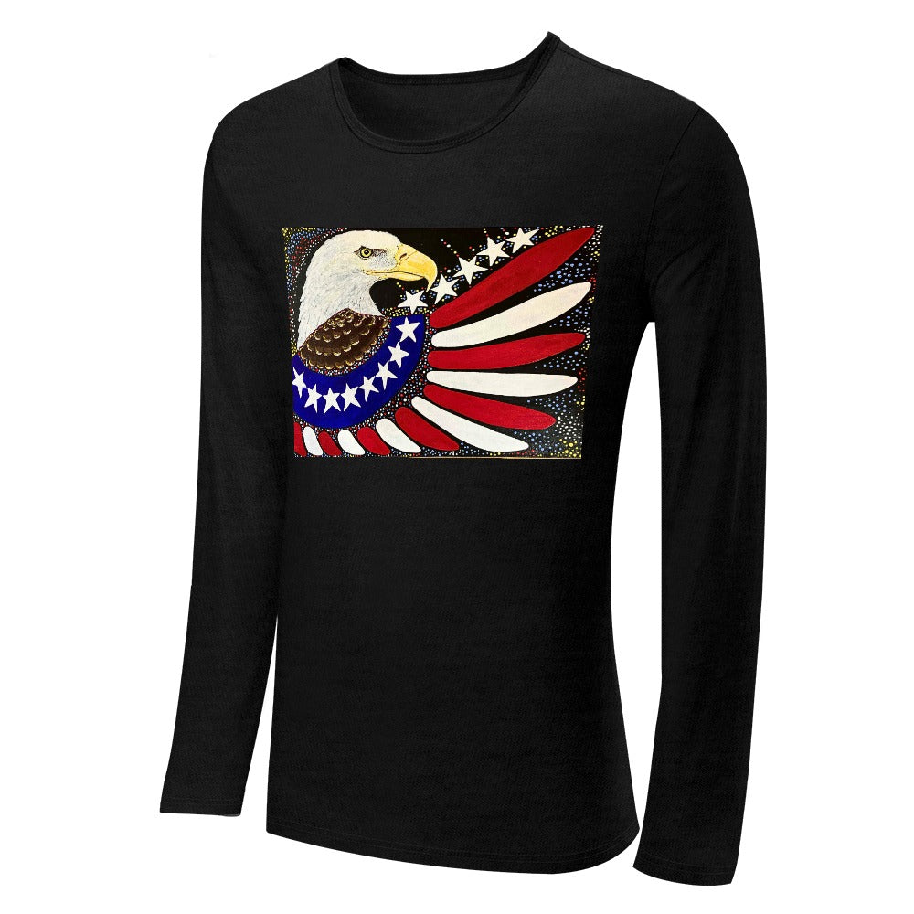 Margeaux 1776 Men's Black Basic Comfort Crew Long Sleeve T-Shirt – Classic Cotton Style PGP Holiday