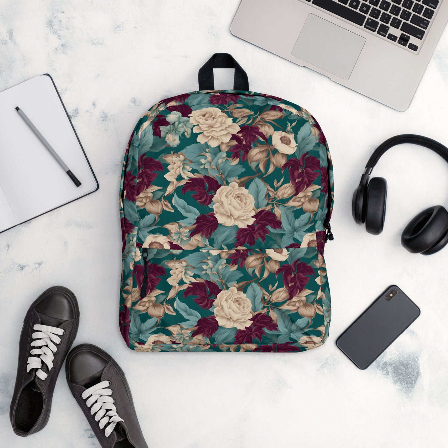 PGP Holiday Snow Caps Botanical Print Backpack – Stylish, Spacious, and Weather-Resistant