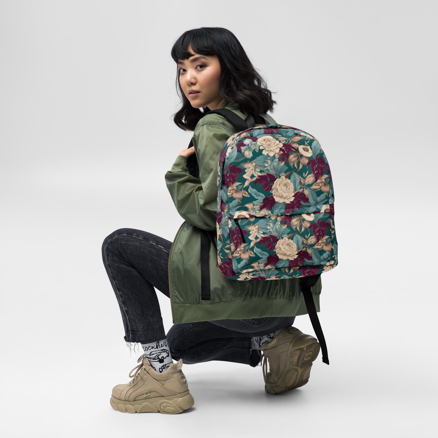 PGP Holiday Snow Caps Botanical Print Backpack – Stylish, Spacious, and Weather-Resistant