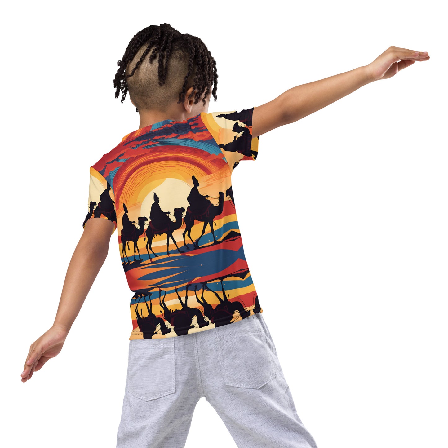 PGP Holiday Felis Día de Reyes Kids Crew Neck T-Shirt – Colorful Design, Comfortable Fit for Active Kids