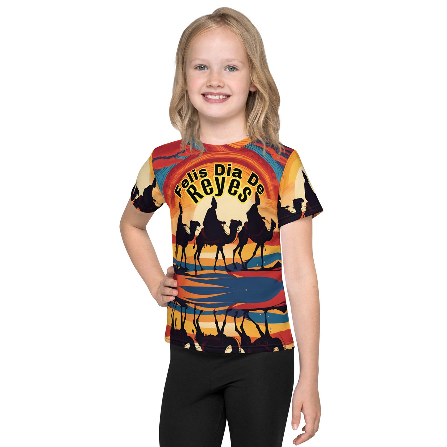 PGP Holiday Felis Día de Reyes Kids Crew Neck T-Shirt – Colorful Design, Comfortable Fit for Active Kids