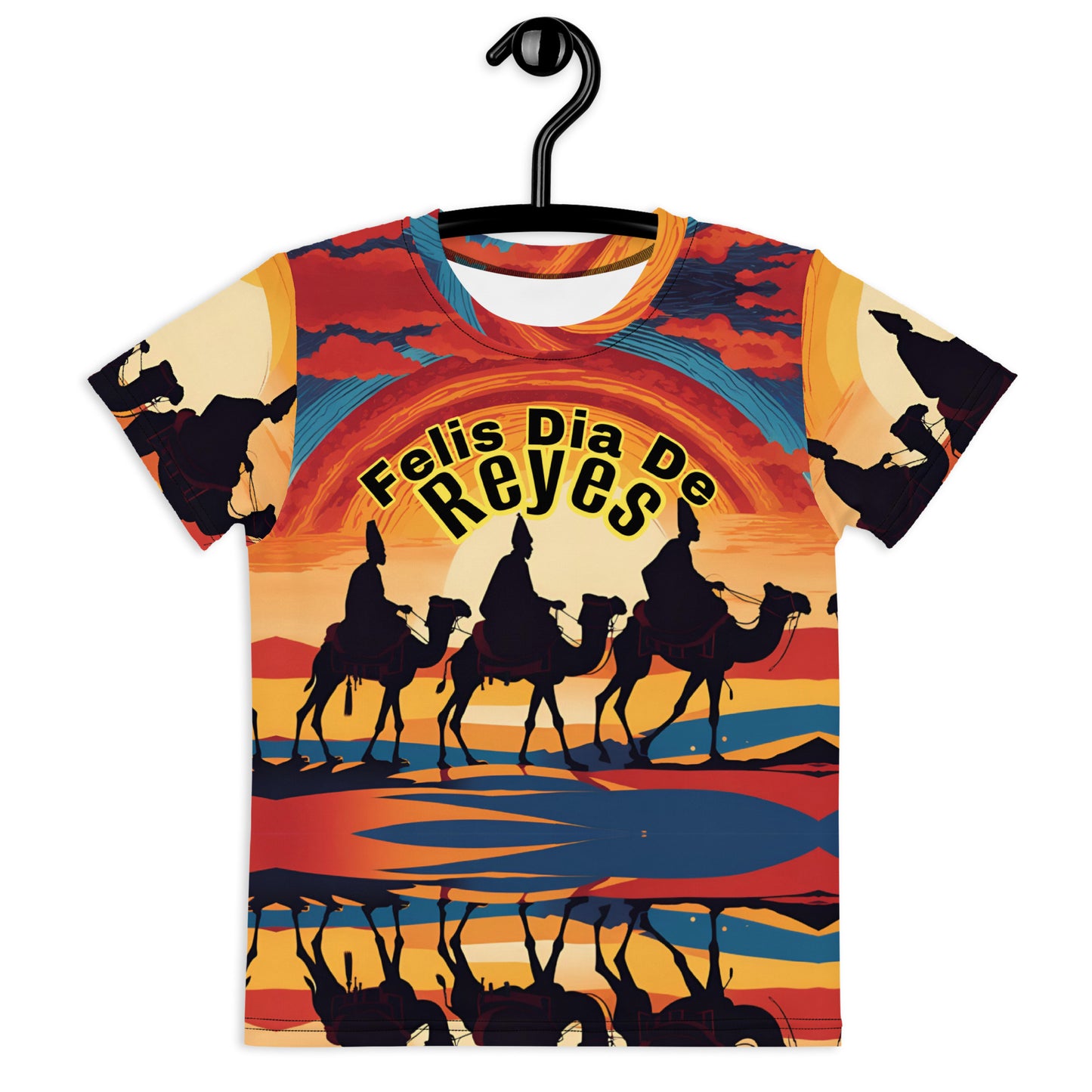 PGP Holiday Felis Día de Reyes Kids Crew Neck T-Shirt – Colorful Design, Comfortable Fit for Active Kids