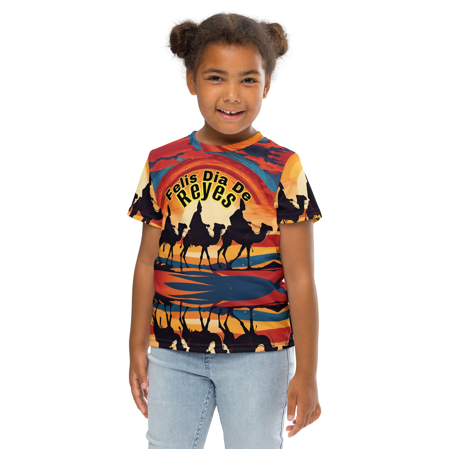 PGP Holiday Felis Día de Reyes Kids Crew Neck T-Shirt – Colorful Design, Comfortable Fit for Active Kids