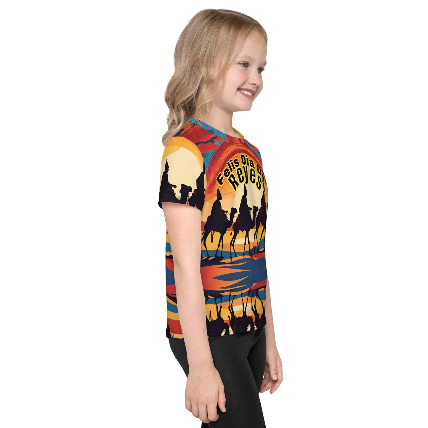 PGP Holiday Felis Día de Reyes Kids Crew Neck T-Shirt – Colorful Design, Comfortable Fit for Active Kids
