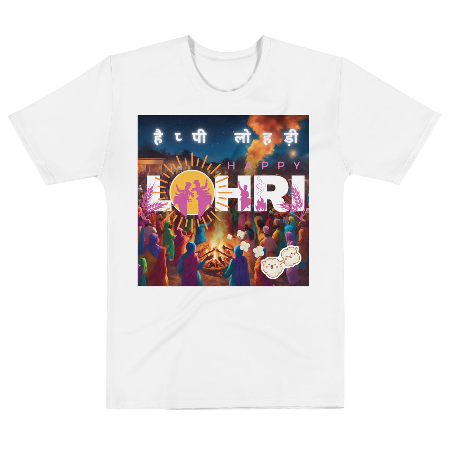 Lohri Celebration Unisex Graphic Tee - Traditional Greeting Back, Comfortable Cotton Touch Polyester Jersey, Fade-Resistant
