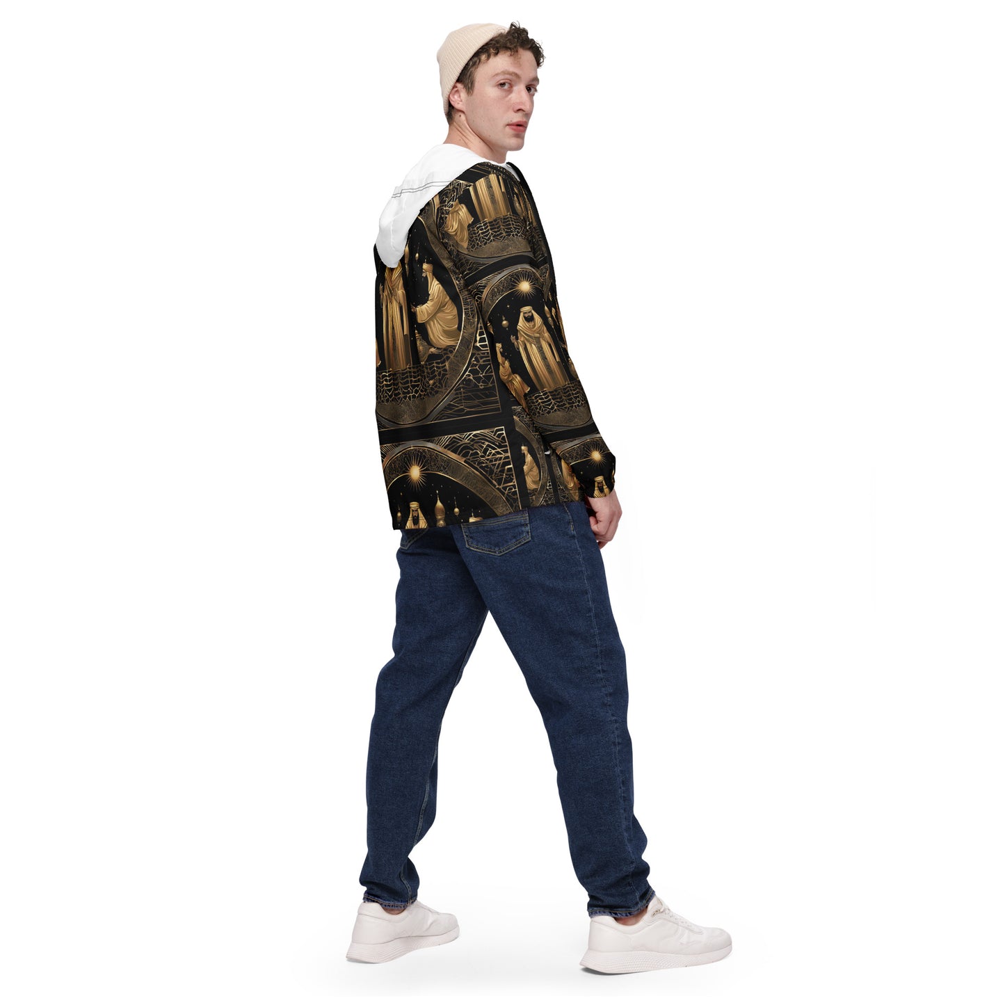 PGP Holiday Felis Día de Reyes Men’s Windbreaker – Lightweight, Water-Resistant, Breathable Mesh Lining