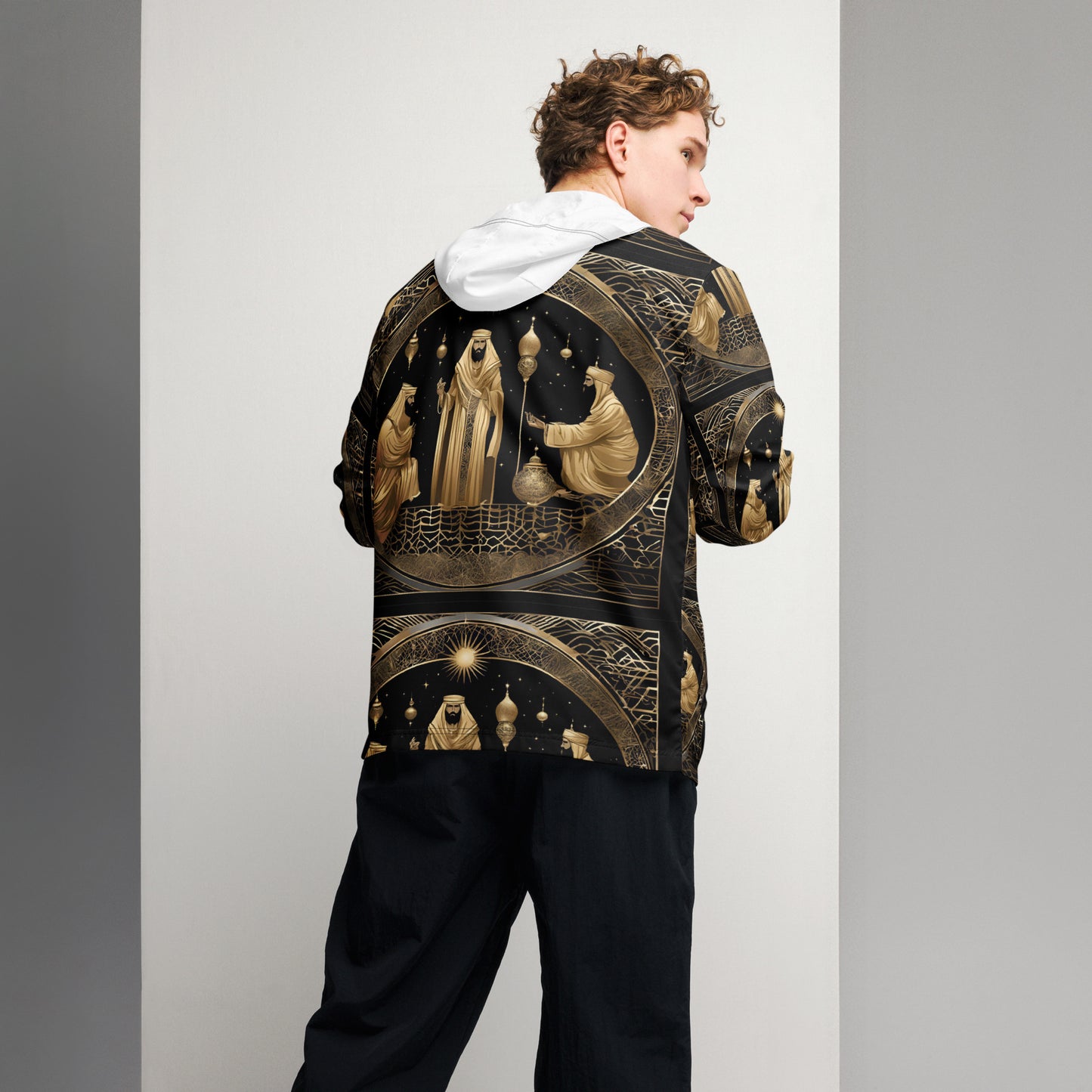 PGP Holiday Felis Día de Reyes Men’s Windbreaker – Lightweight, Water-Resistant, Breathable Mesh Lining