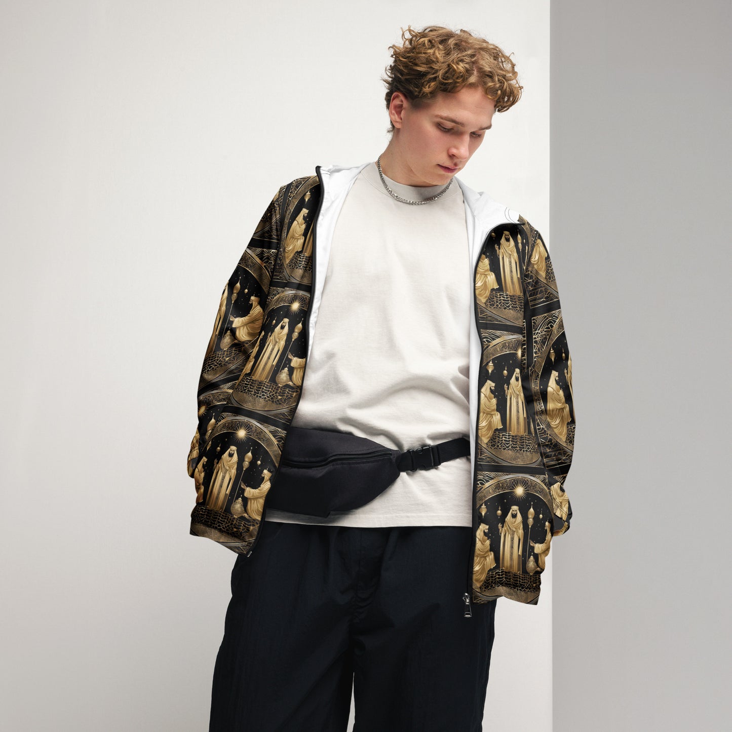 PGP Holiday Felis Día de Reyes Men’s Windbreaker – Lightweight, Water-Resistant, Breathable Mesh Lining