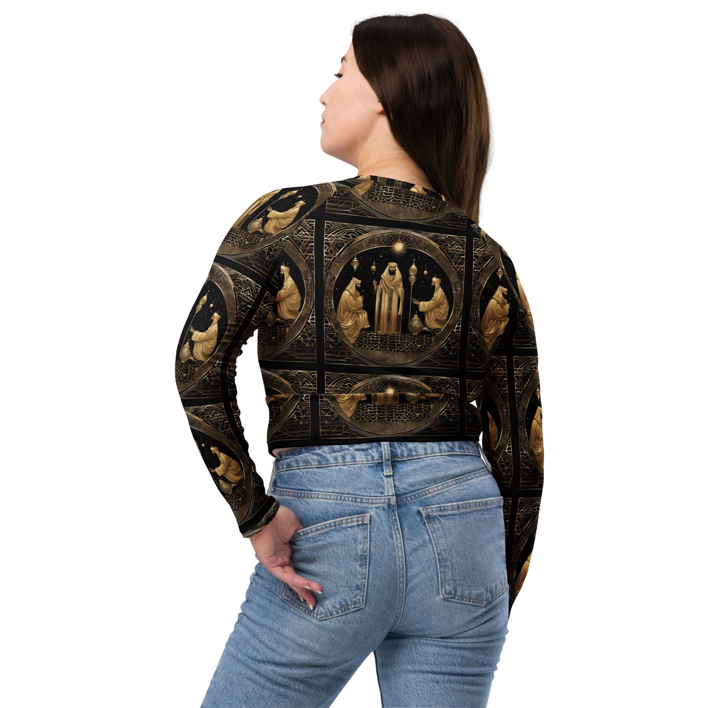 PGP Holiday Felis Día de Reyes Long-Sleeve Crop Top – Eco-Friendly Athleisure