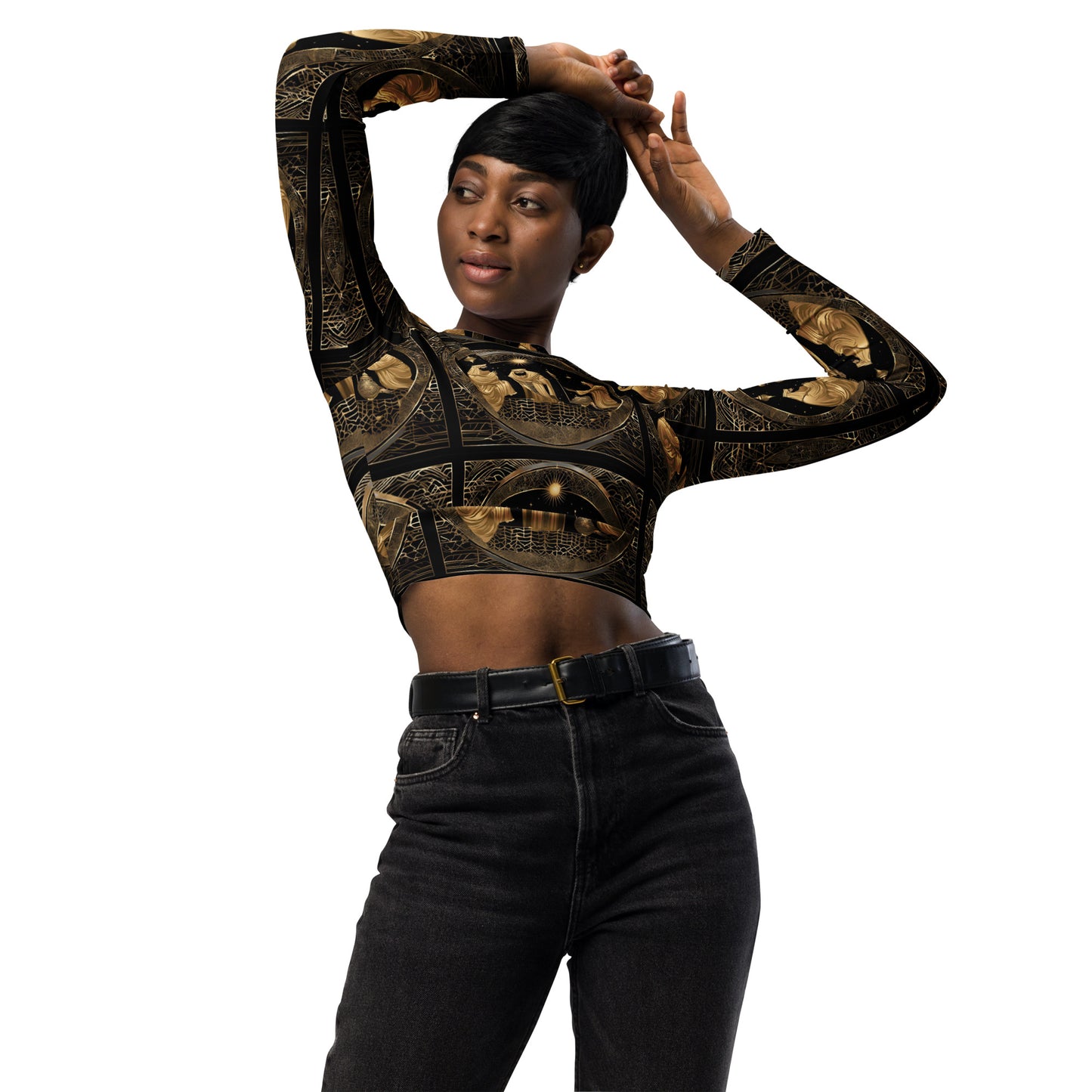 PGP Holiday Felis Día de Reyes Long-Sleeve Crop Top – Eco-Friendly Athleisure