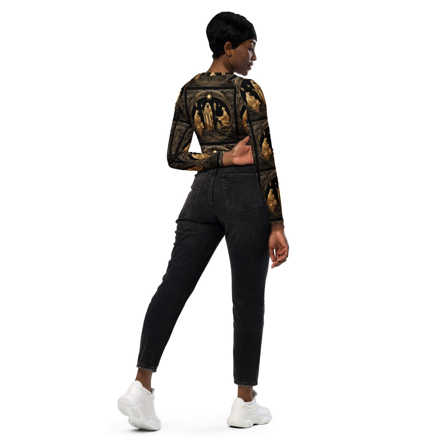 PGP Holiday Felis Día de Reyes Long-Sleeve Crop Top – Eco-Friendly Athleisure