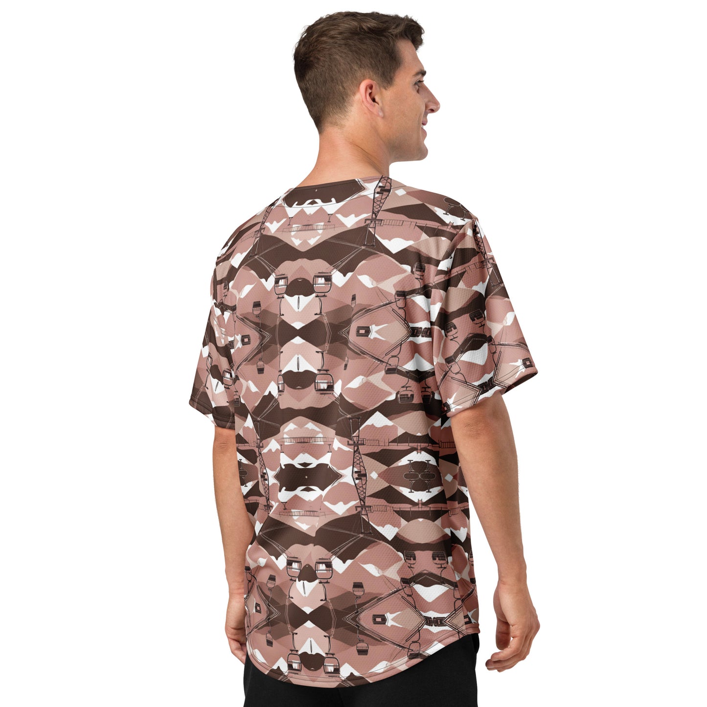 PGP Holiday Ski Lift Unisex Baseball Jersey - Mid-Century Modern Ski Lift Print | Eco-Friendly & Comfortable