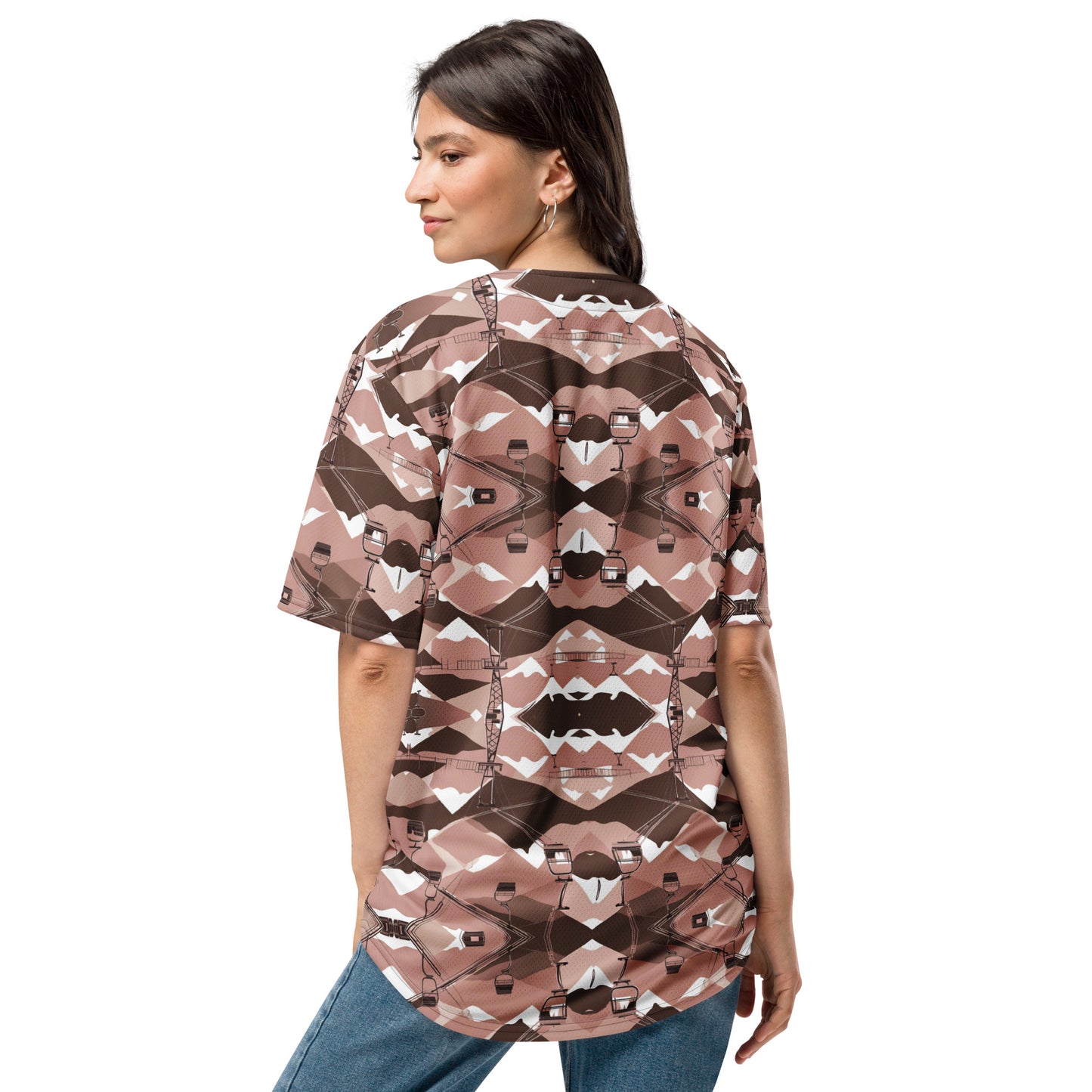 PGP Holiday Ski Lift Unisex Baseball Jersey - Mid-Century Modern Ski Lift Print | Eco-Friendly & Comfortable