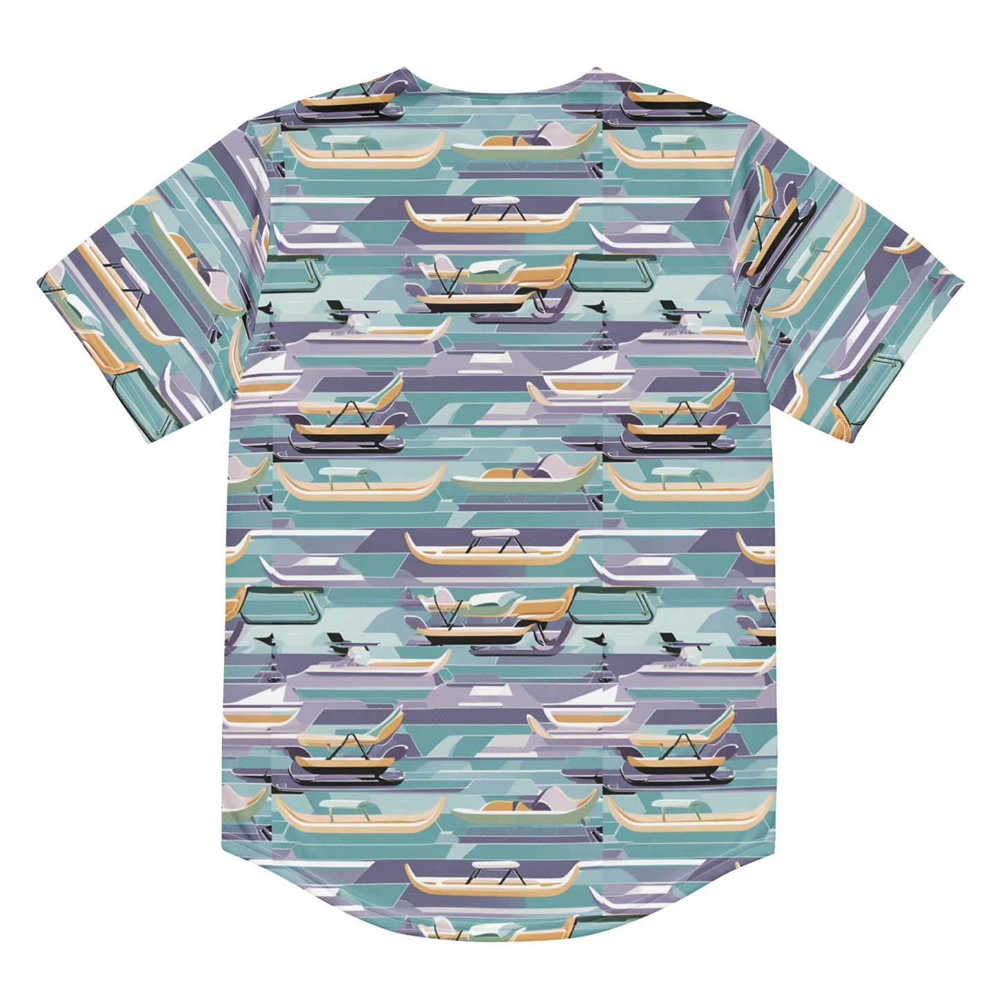 PGP Holiday Sled Scape Unisex Baseball Jersey - Mid-Century Modern Inspired Print | Eco-Friendly & Comfortable