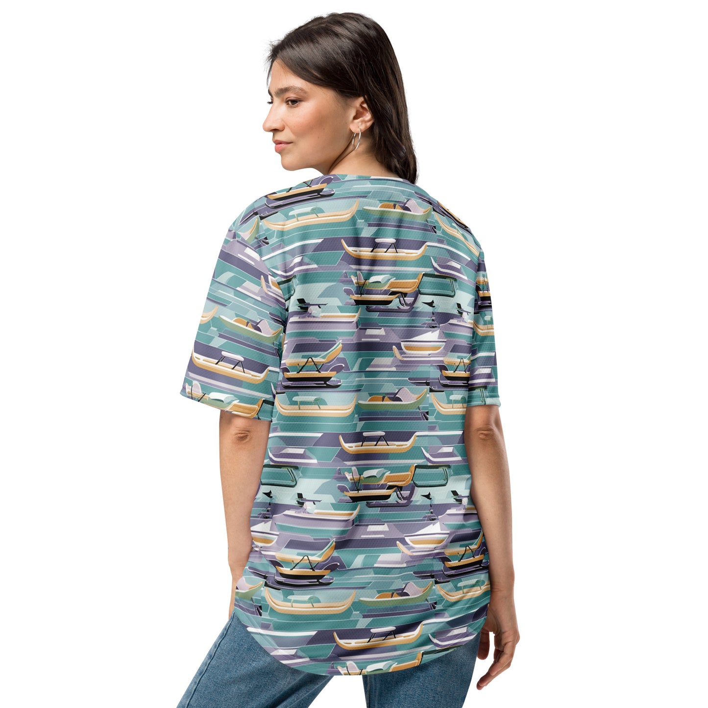 PGP Holiday Sled Scape Unisex Baseball Jersey - Mid-Century Modern Inspired Print | Eco-Friendly & Comfortable