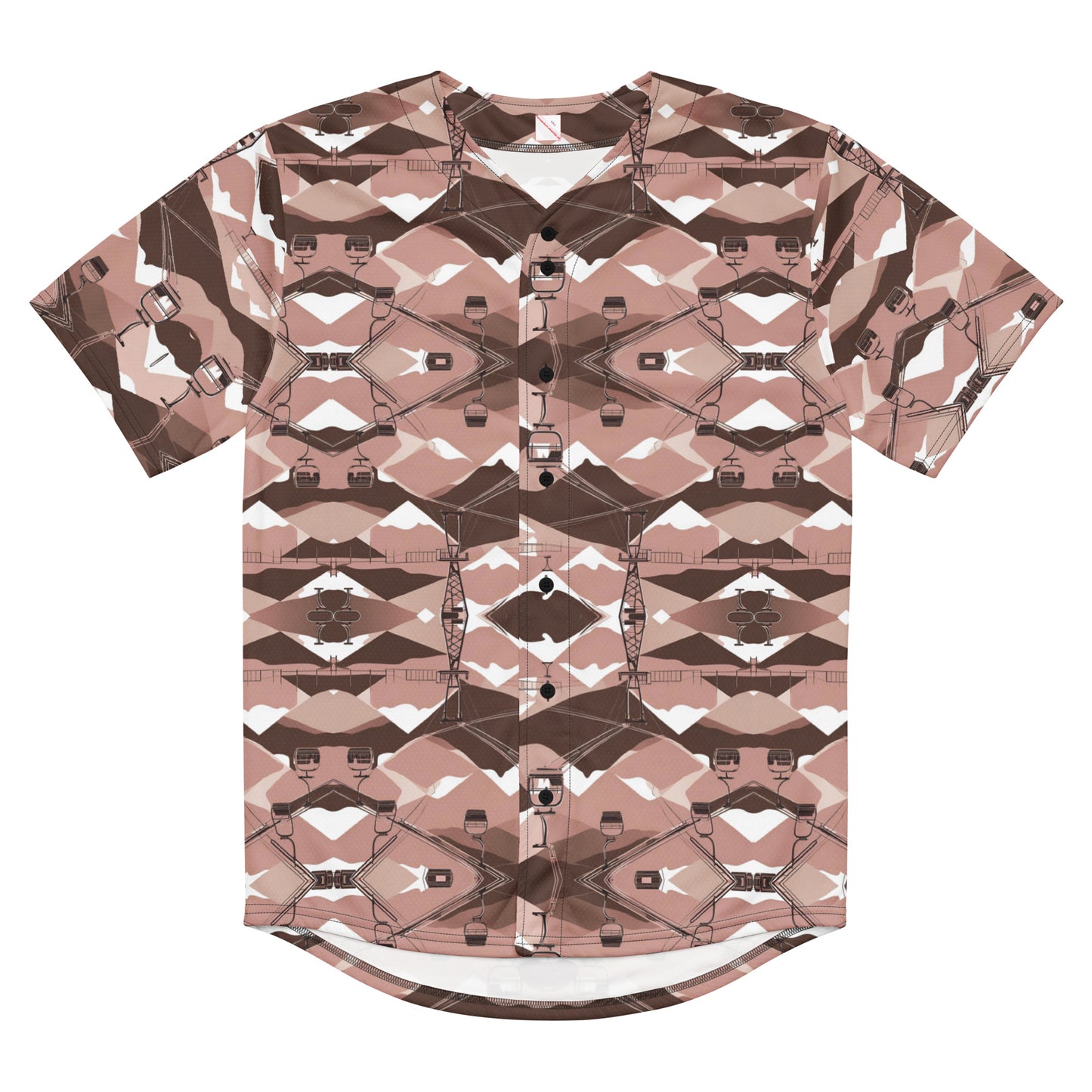 PGP Holiday Ski Lift Unisex Baseball Jersey - Mid-Century Modern Ski Lift Print | Eco-Friendly & Comfortable