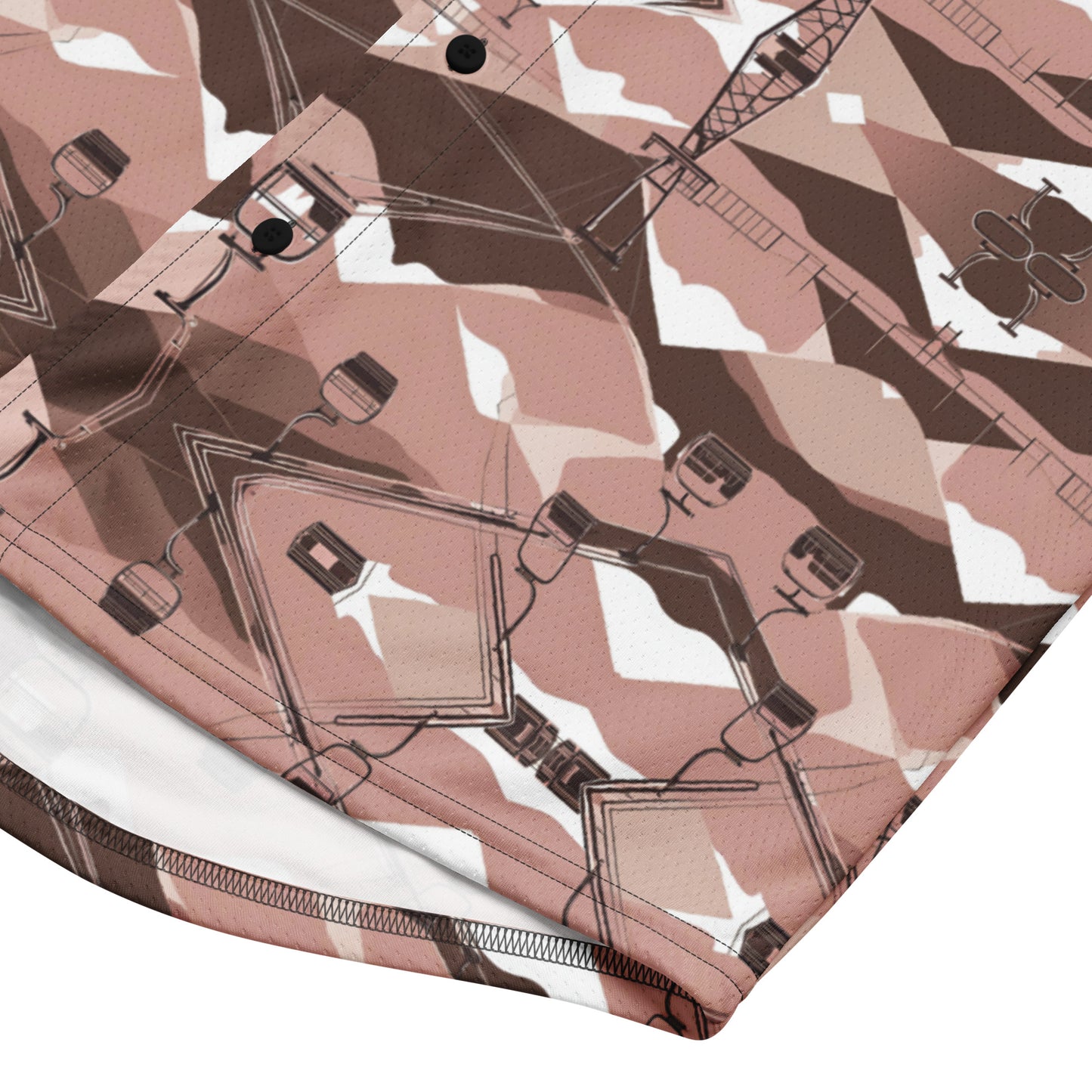 PGP Holiday Ski Lift Unisex Baseball Jersey - Mid-Century Modern Ski Lift Print | Eco-Friendly & Comfortable