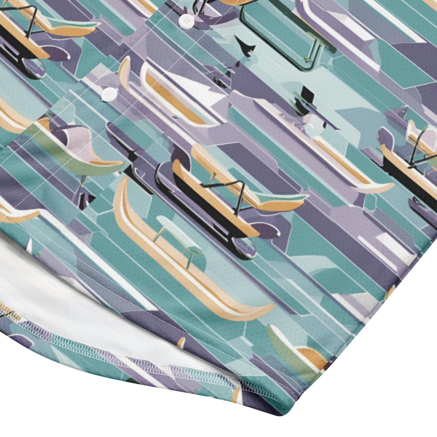 PGP Holiday Sled Scape Unisex Baseball Jersey - Mid-Century Modern Inspired Print | Eco-Friendly & Comfortable
