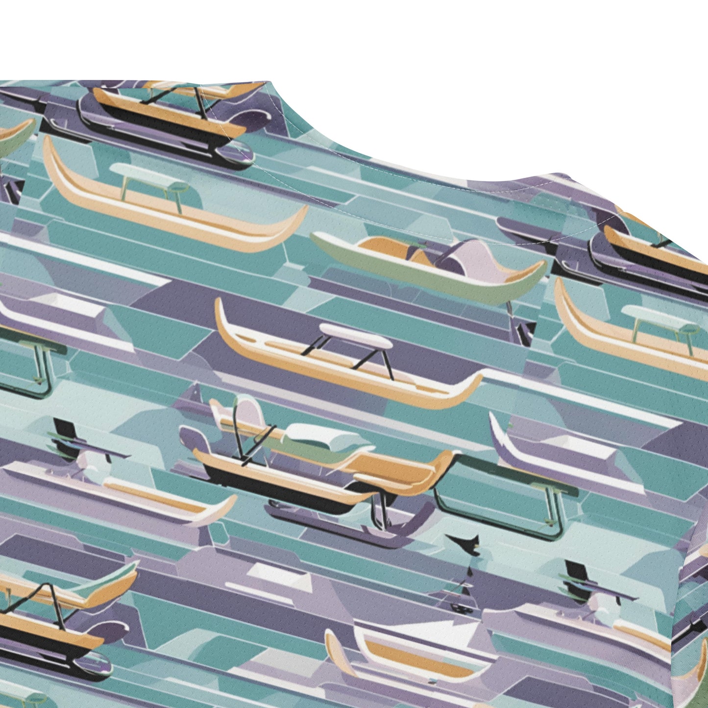 PGP Holiday Sled Scape Unisex Baseball Jersey - Mid-Century Modern Inspired Print | Eco-Friendly & Comfortable