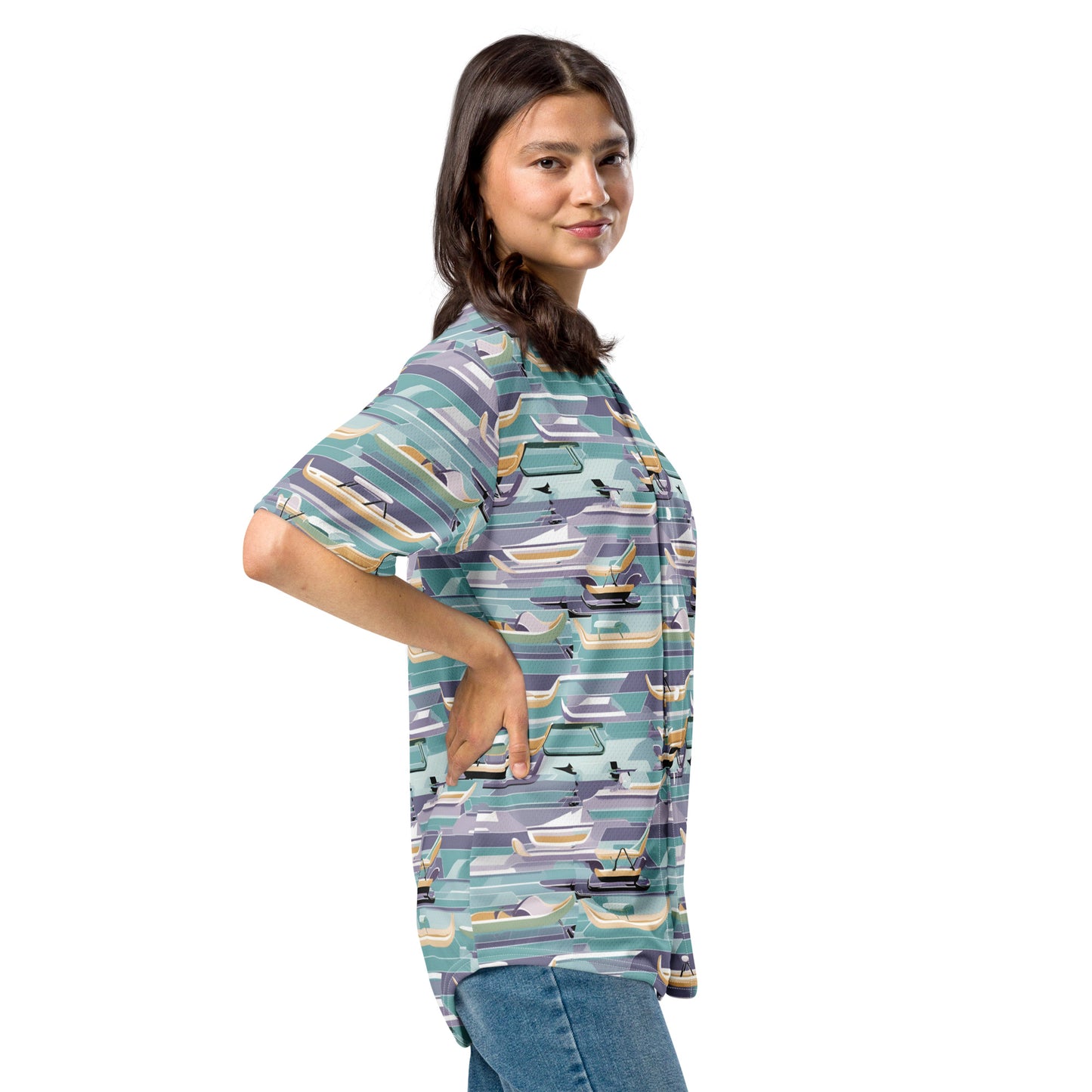 PGP Holiday Sled Scape Unisex Baseball Jersey - Mid-Century Modern Inspired Print | Eco-Friendly & Comfortable