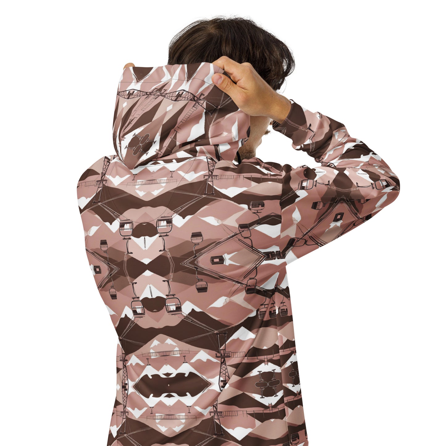 PGP Holiday Ski Lift Unisex Zip Hoodie - Mid-Century Modern Ski Lift Print | Sustainable & Comfortable