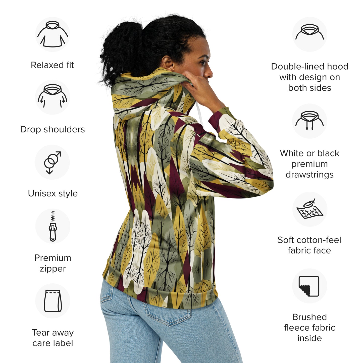 PGP Holiday First Snow Unisex Zip Hoodie - Mid-Century Modern Inspired Print | Sustainable & Comfortable