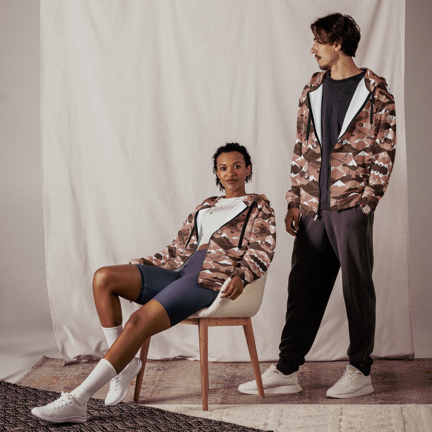 PGP Holiday Ski Lift Unisex Zip Hoodie - Mid-Century Modern Ski Lift Print | Sustainable & Comfortable