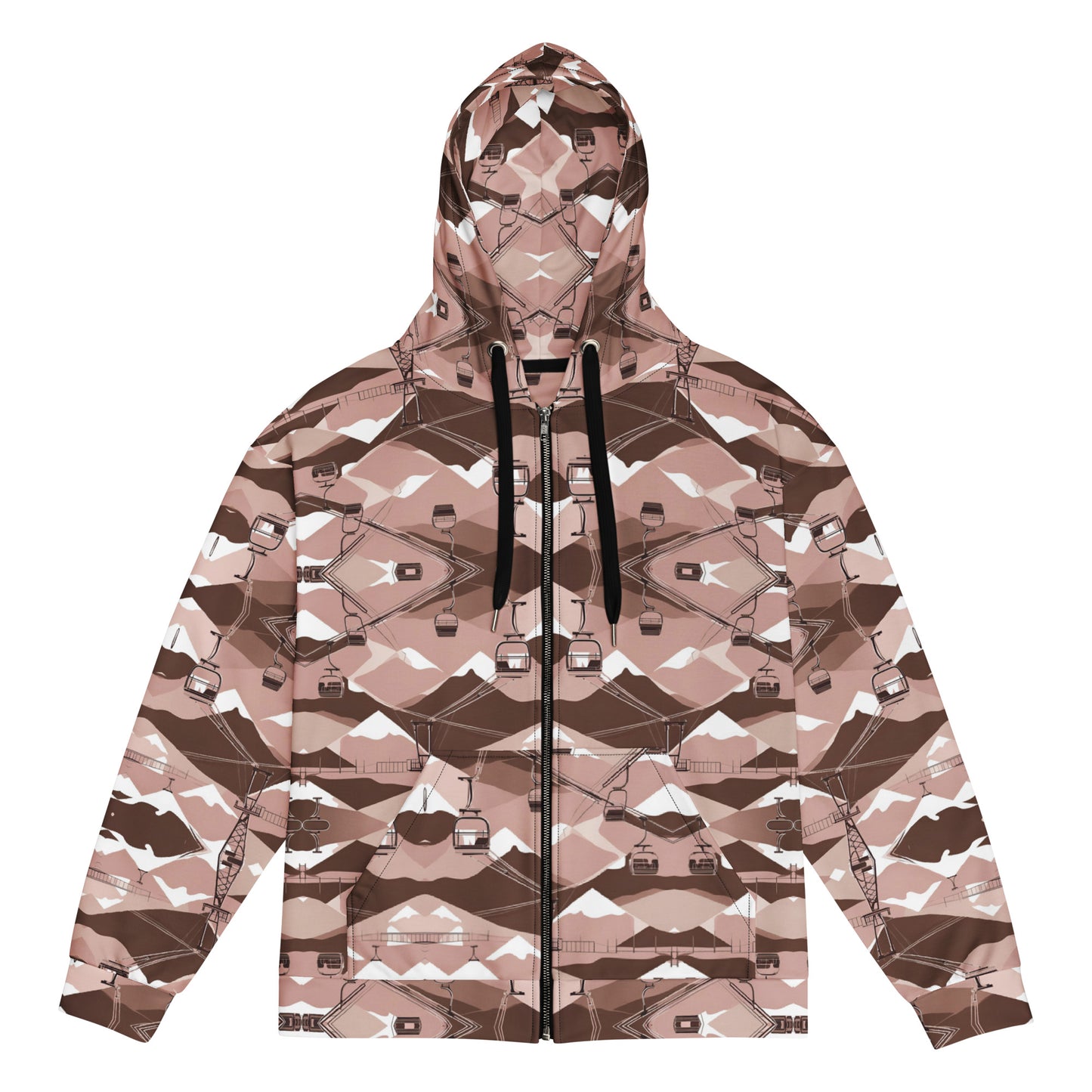 PGP Holiday Ski Lift Unisex Zip Hoodie - Mid-Century Modern Ski Lift Print | Sustainable & Comfortable