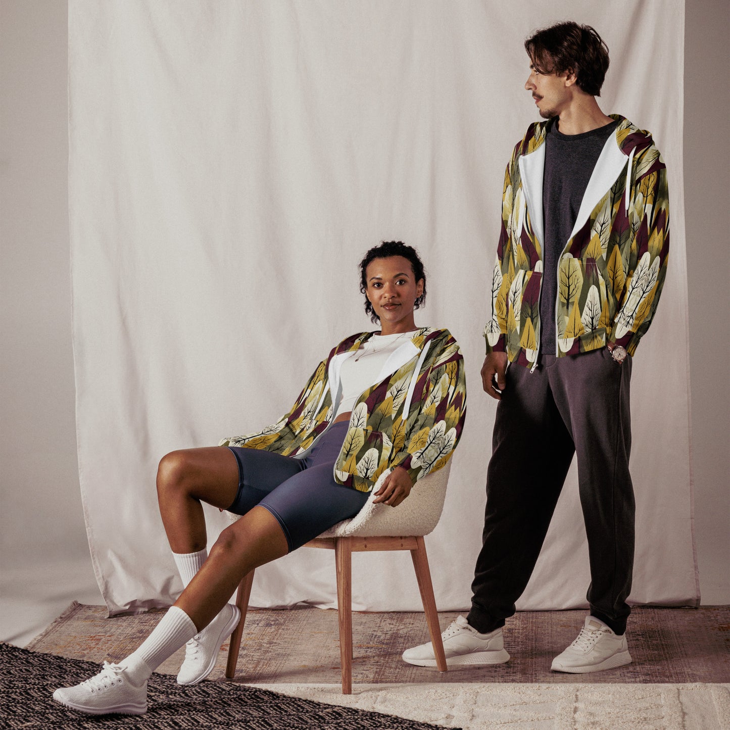PGP Holiday First Snow Unisex Zip Hoodie - Mid-Century Modern Inspired Print | Sustainable & Comfortable