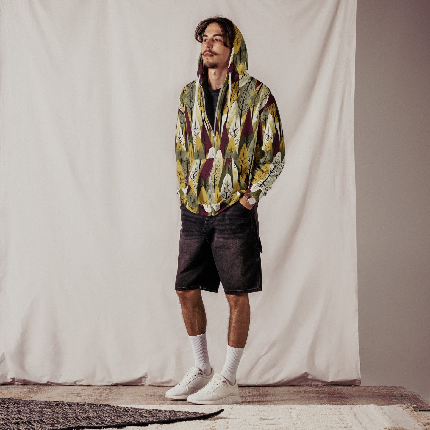 PGP Holiday First Snow Unisex Zip Hoodie - Mid-Century Modern Inspired Print | Sustainable & Comfortable