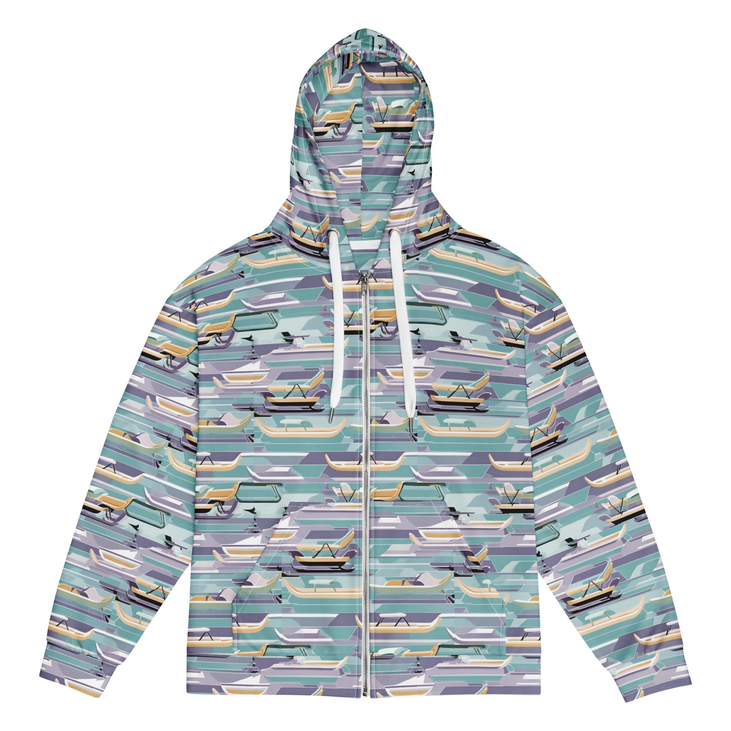 PGP Holiday Sled Scape Unisex Zip Hoodie - Mid-Century Modern Inspired Print | Sustainable & Comfortable