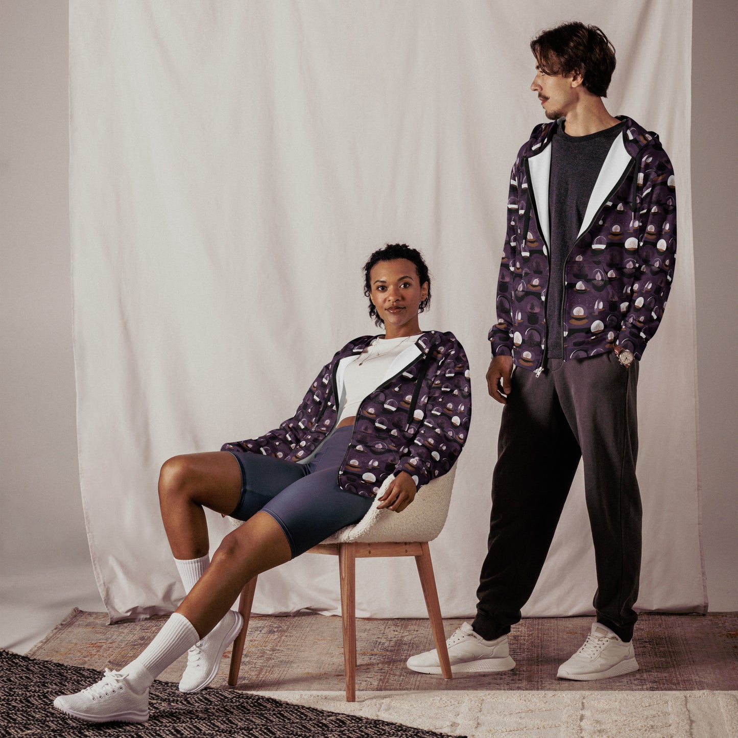 PGP Holiday Twilighted Unisex Zip Hoodie - Mid-Century Modern Inspired Print | Comfortable & Stylish