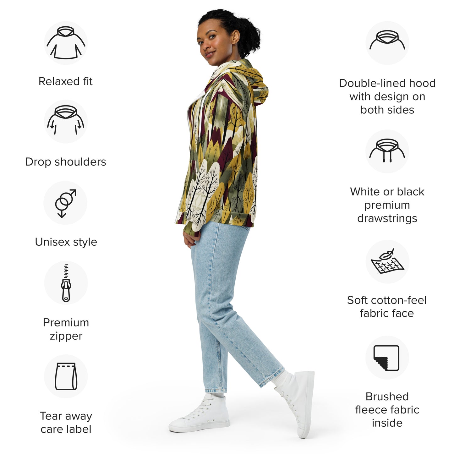 PGP Holiday First Snow Unisex Zip Hoodie - Mid-Century Modern Inspired Print | Sustainable & Comfortable