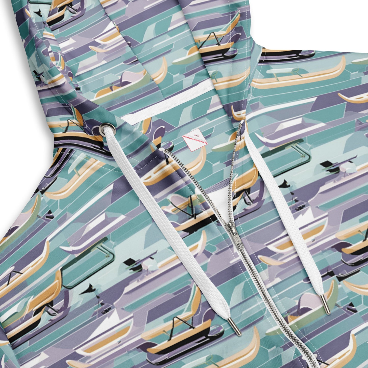 PGP Holiday Sled Scape Unisex Zip Hoodie - Mid-Century Modern Inspired Print | Sustainable & Comfortable