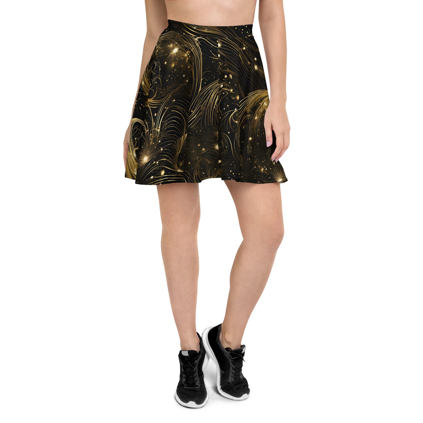 PGP Holiday Midnight Goldscape Skater Skirt – Elegant New Year’s Fashion