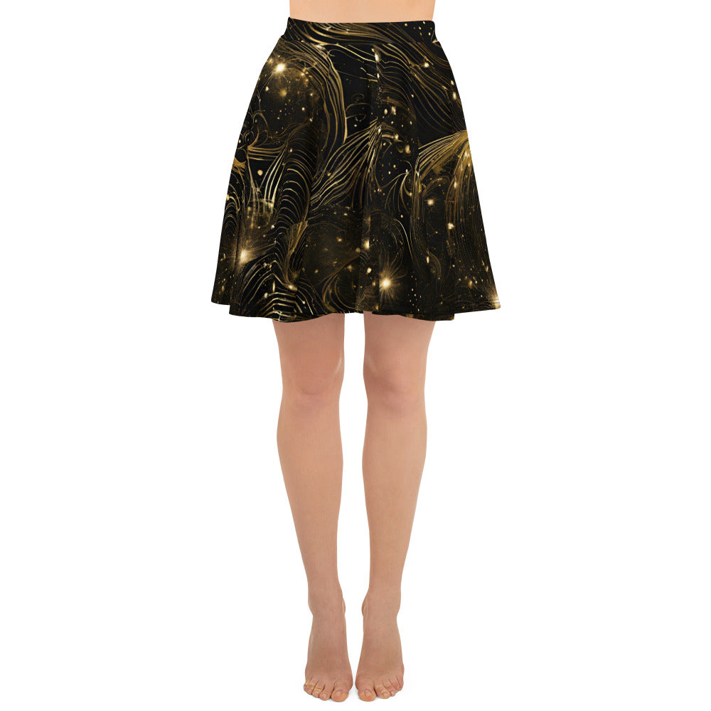 PGP Holiday Midnight Goldscape Skater Skirt – Elegant New Year’s Fashion