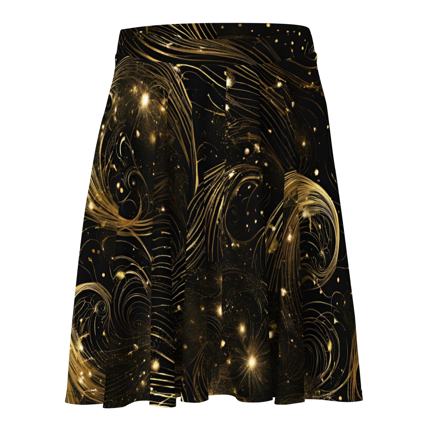 PGP Holiday Midnight Goldscape Skater Skirt – Elegant New Year’s Fashion