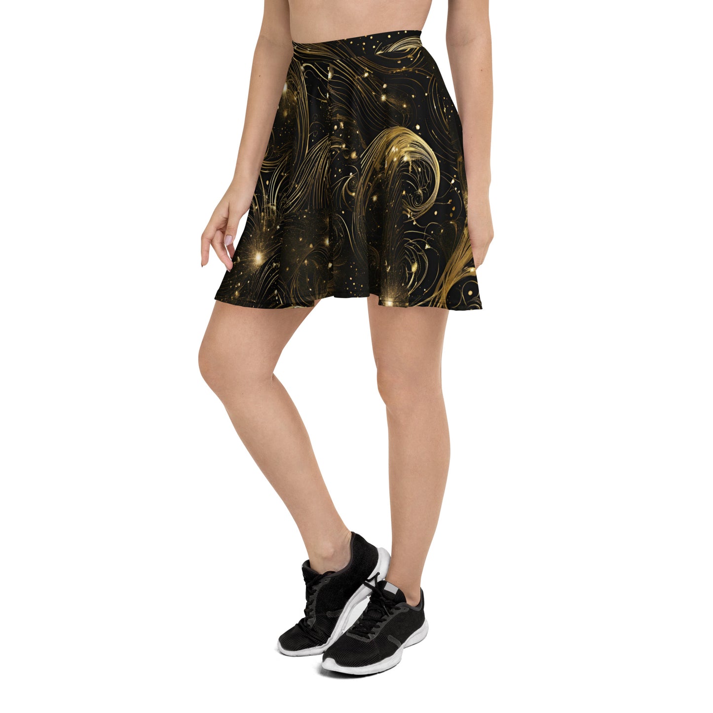 PGP Holiday Midnight Goldscape Skater Skirt – Elegant New Year’s Fashion