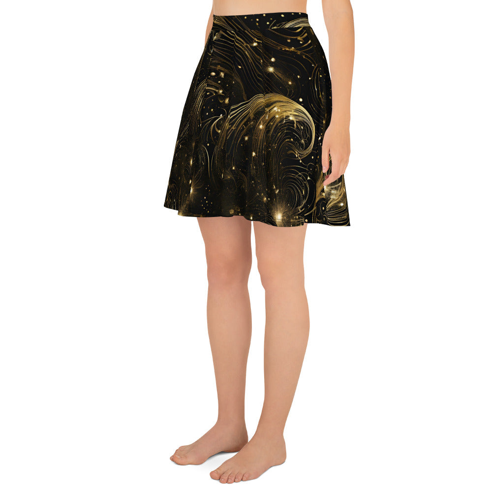 PGP Holiday Midnight Goldscape Skater Skirt – Elegant New Year’s Fashion