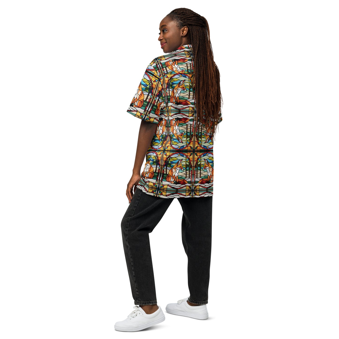 PGP Holiday Fox Charm Unisex Button Shirt – Perfect for Layered Winter Looks