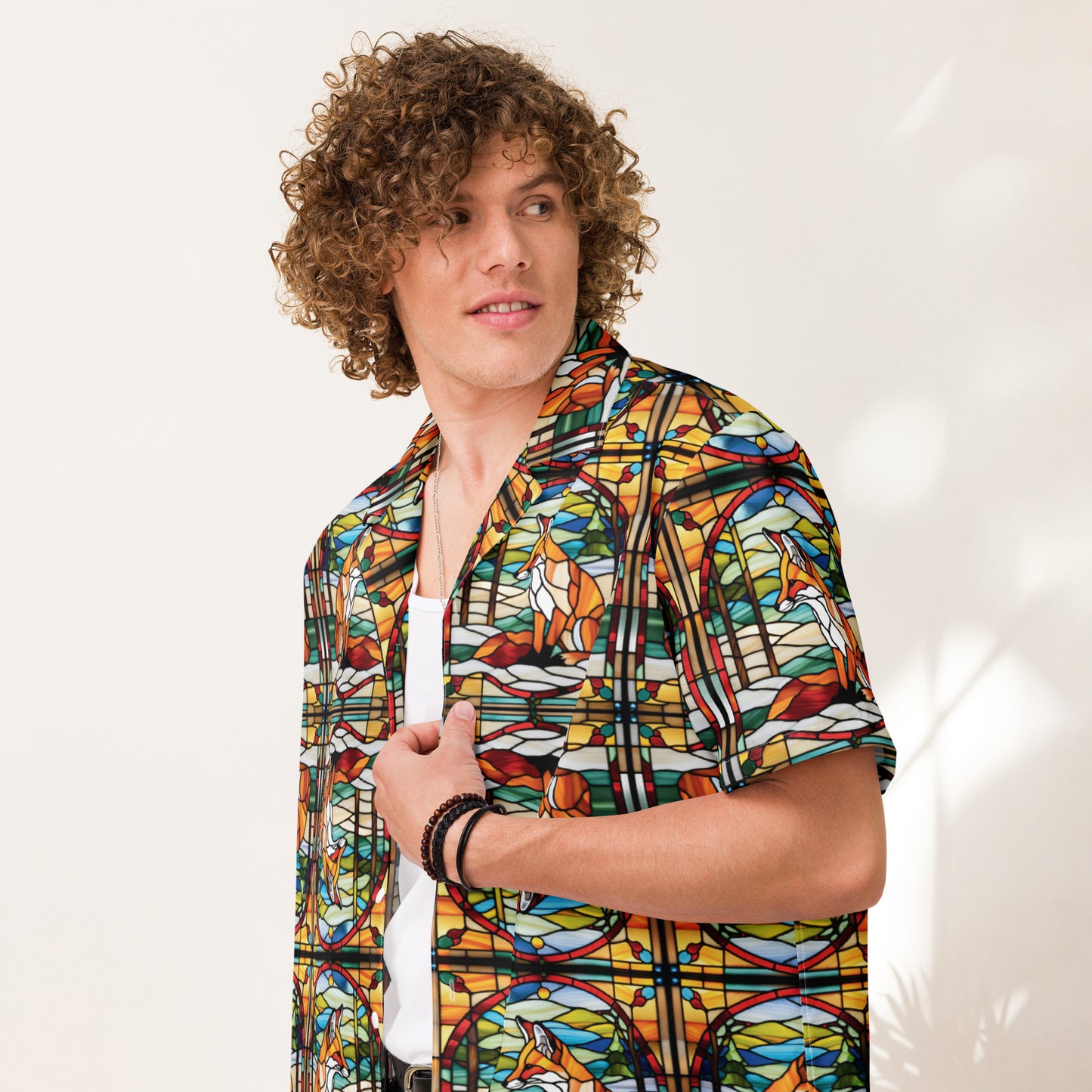 PGP Holiday Fox Charm Unisex Button Shirt – Perfect for Layered Winter Looks