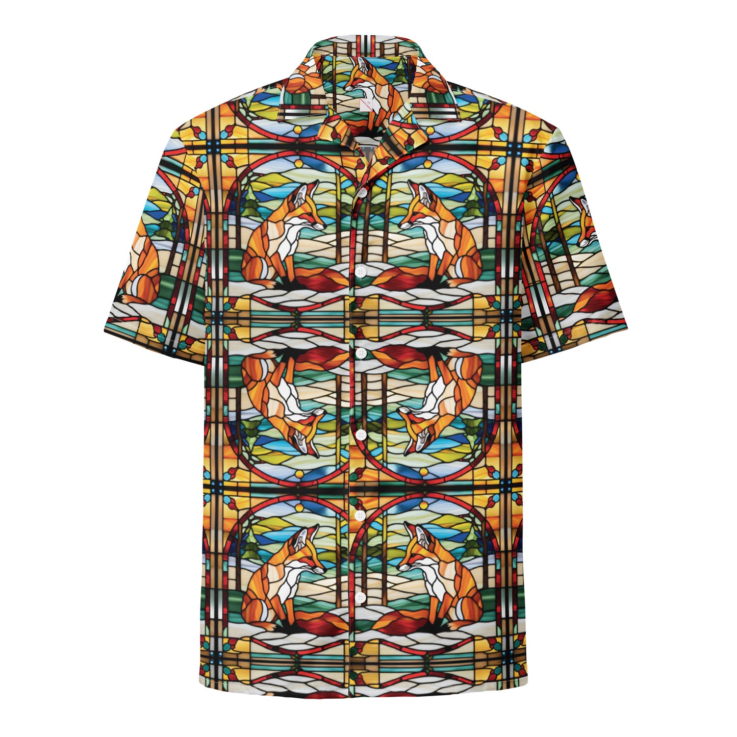 PGP Holiday Fox Charm Unisex Button Shirt – Perfect for Layered Winter Looks